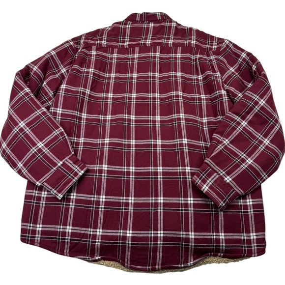 Wrangler Shirt Mens XL Red Plaid Sherpa Lined Shacket Button Up - Picture 3 of 10